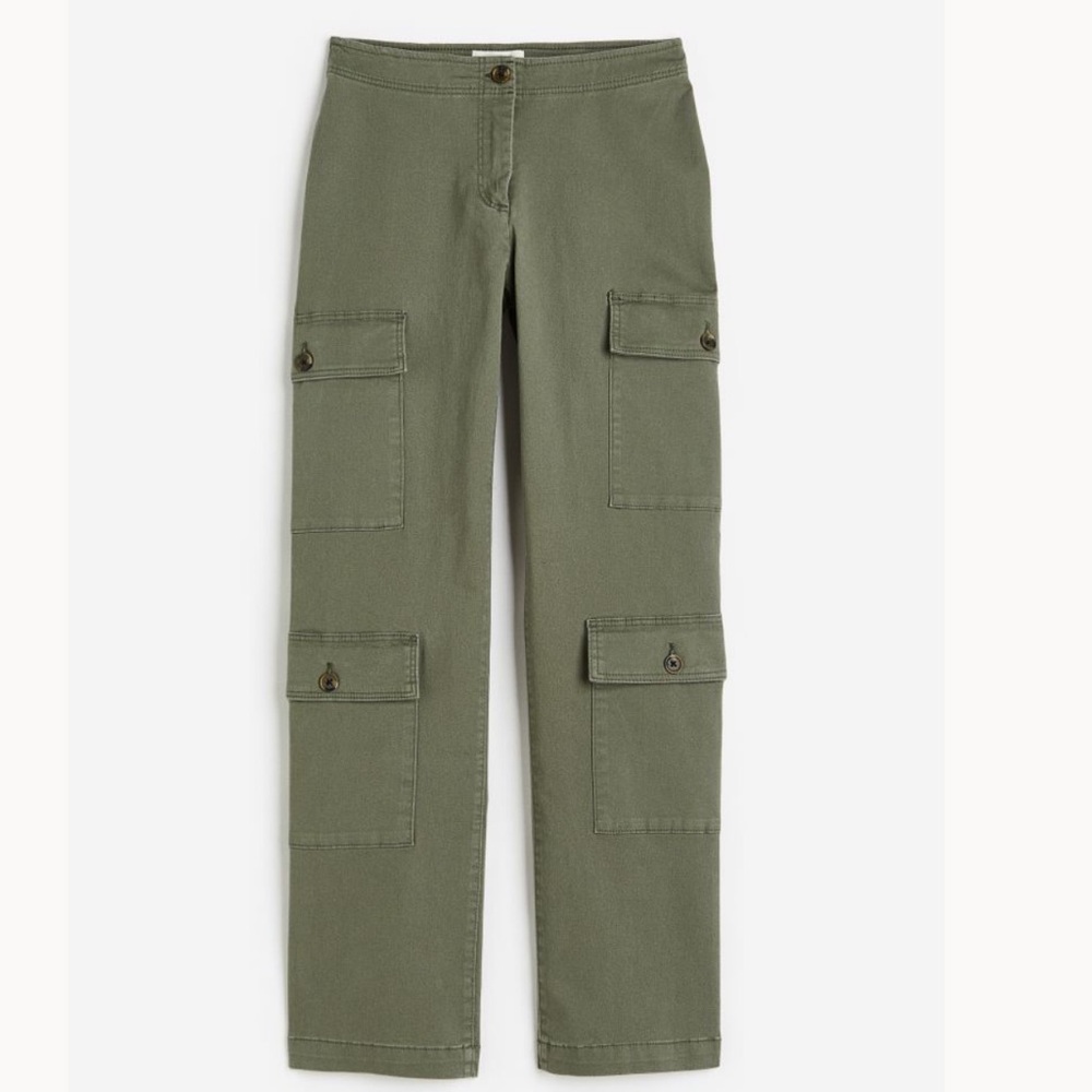 H&M size 6 olive green cotton twill cargo pants